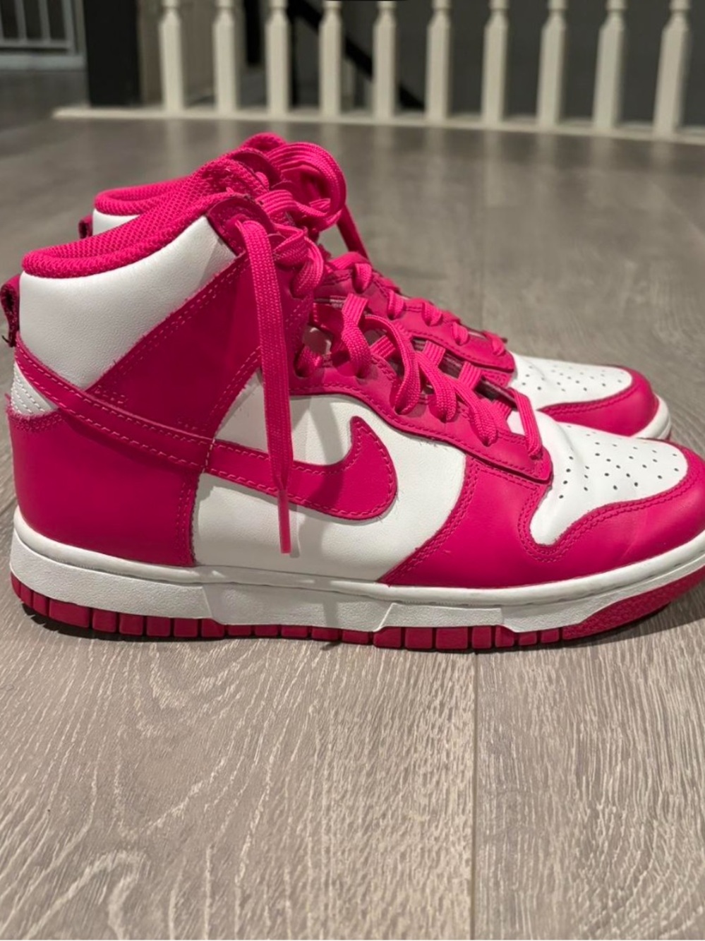 Nike Kids Hot Pink and White High-Top Sneakers